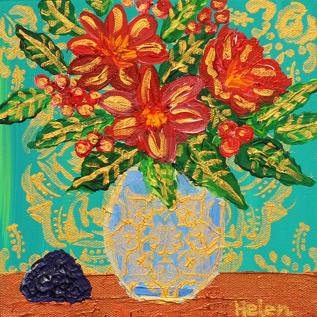 December Holly and Lapis Lazuli Fine Art Print