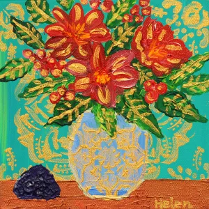 December Holly and Lapis Lazuli Fine Art Print