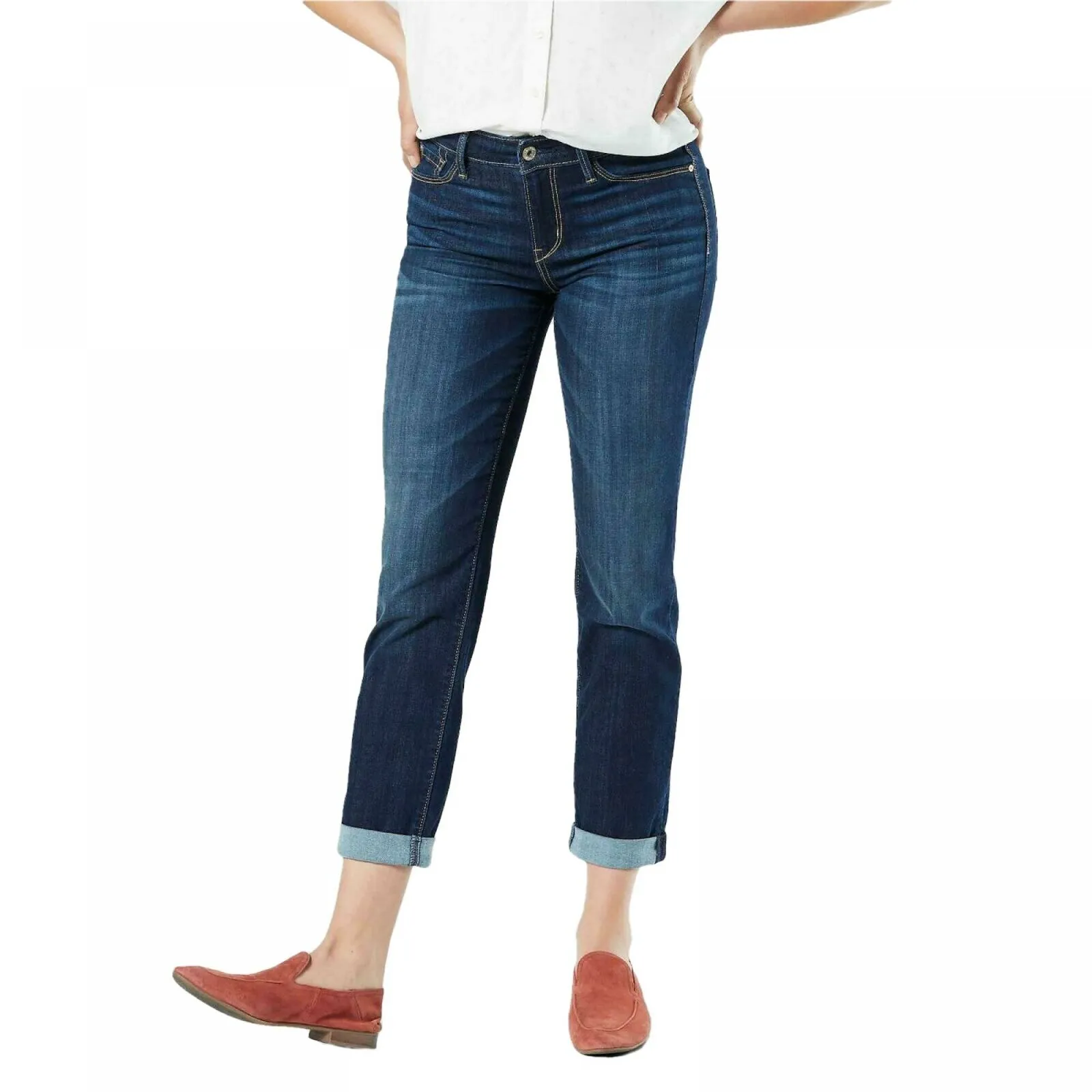 DENIZEN From Levi's Women's Mid Rise Modern Slim Cuffed Jeans