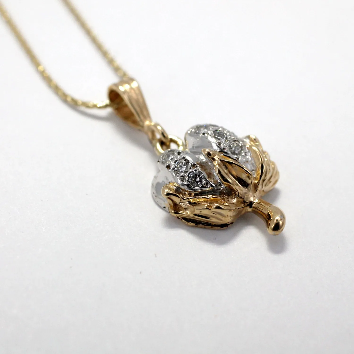 Diamond Cotton Boll Necklace with three-dimensional cotton boll C300