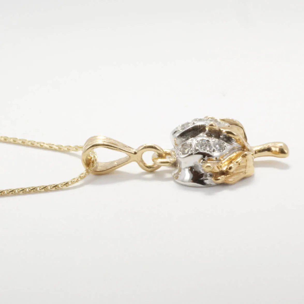 Diamond Cotton Boll Necklace with three-dimensional cotton boll C300