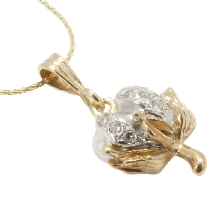 Diamond Cotton Boll Necklace with three-dimensional cotton boll C300