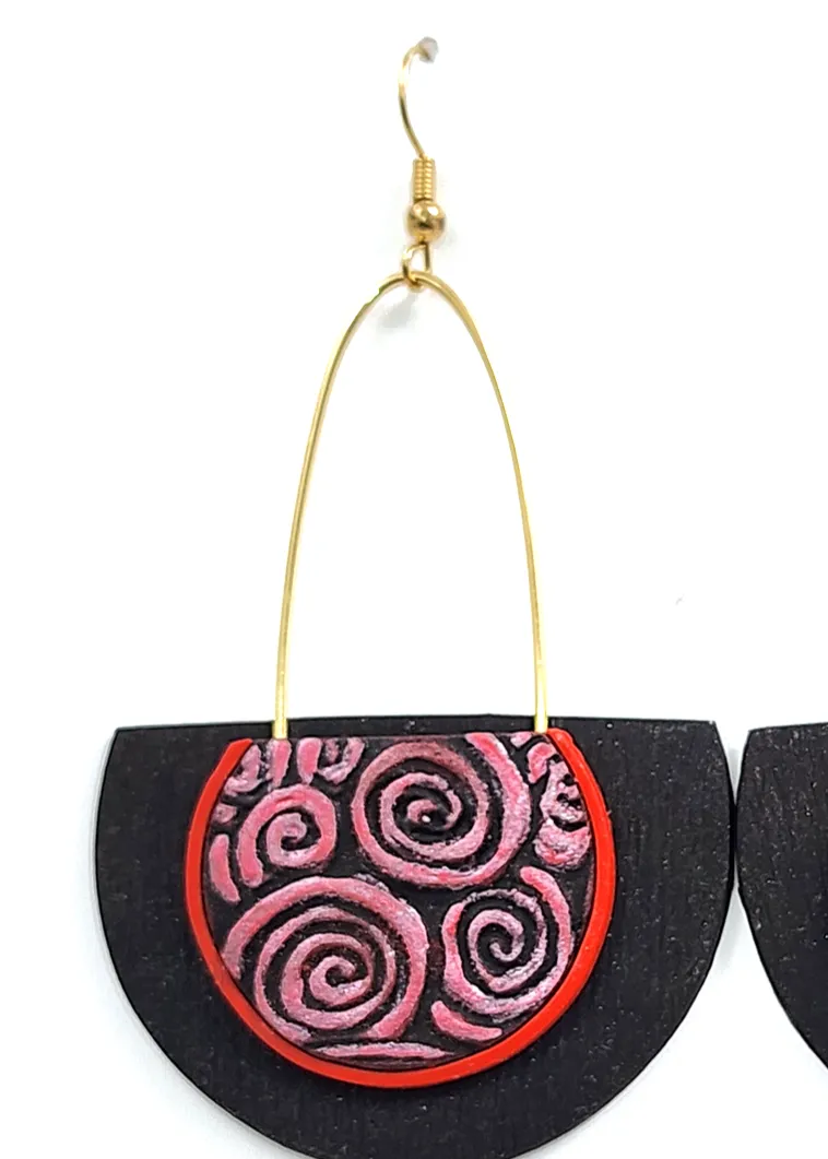 Earrings "EP-64 Blk/Red" by Dianne Hayes Quarles