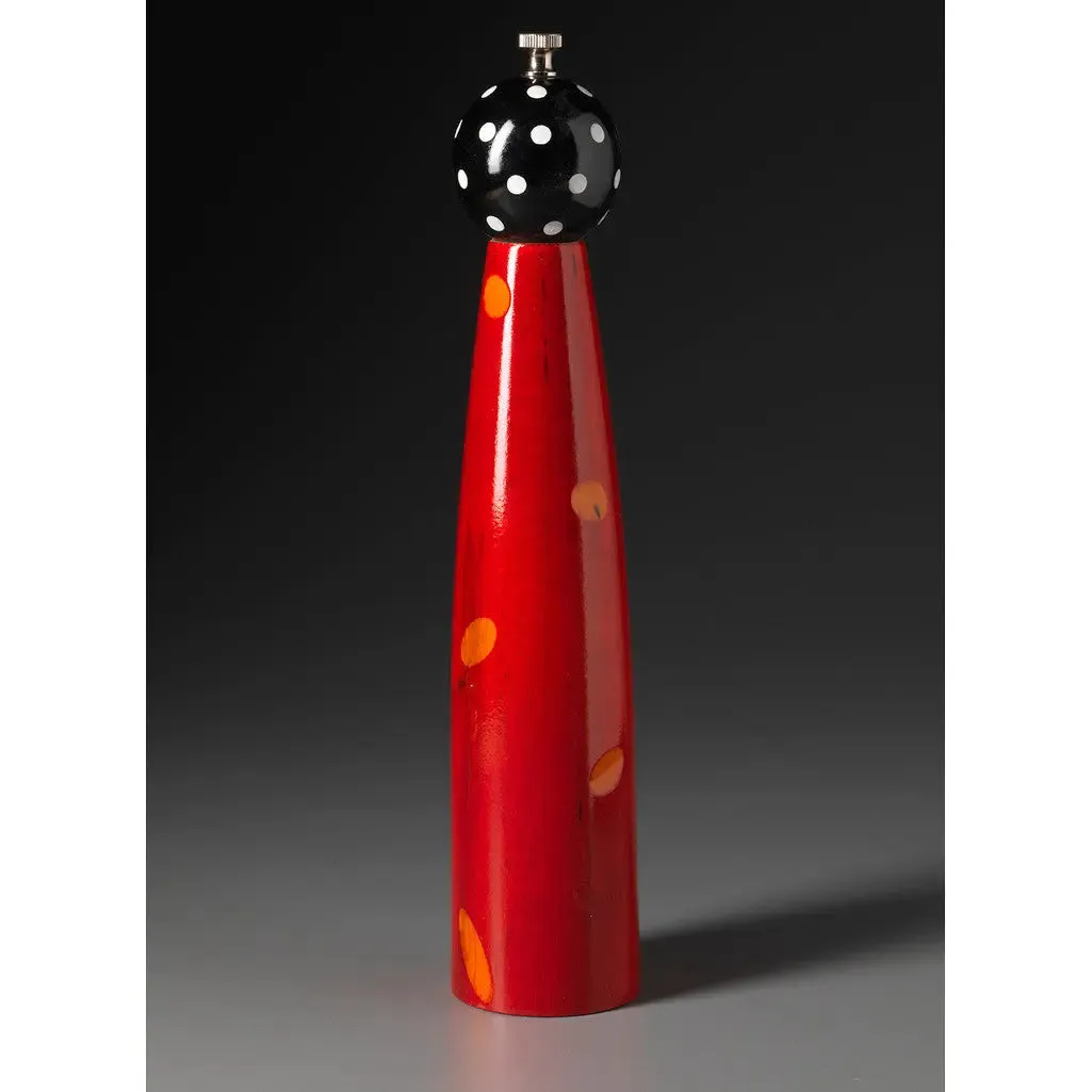Ellipse E-10 in Red, Orange, Black, and White Wooden Salt Shakor Pepper Mill Grinder  by Robert Wilhelm of Raw Design