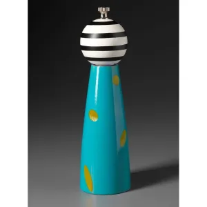 Ellipse in Turquoise, Yellow, Black, and White Wooden Salt Shaker or Pepper Mill Grinder Shaker by Robert Wilhelm of Raw Design