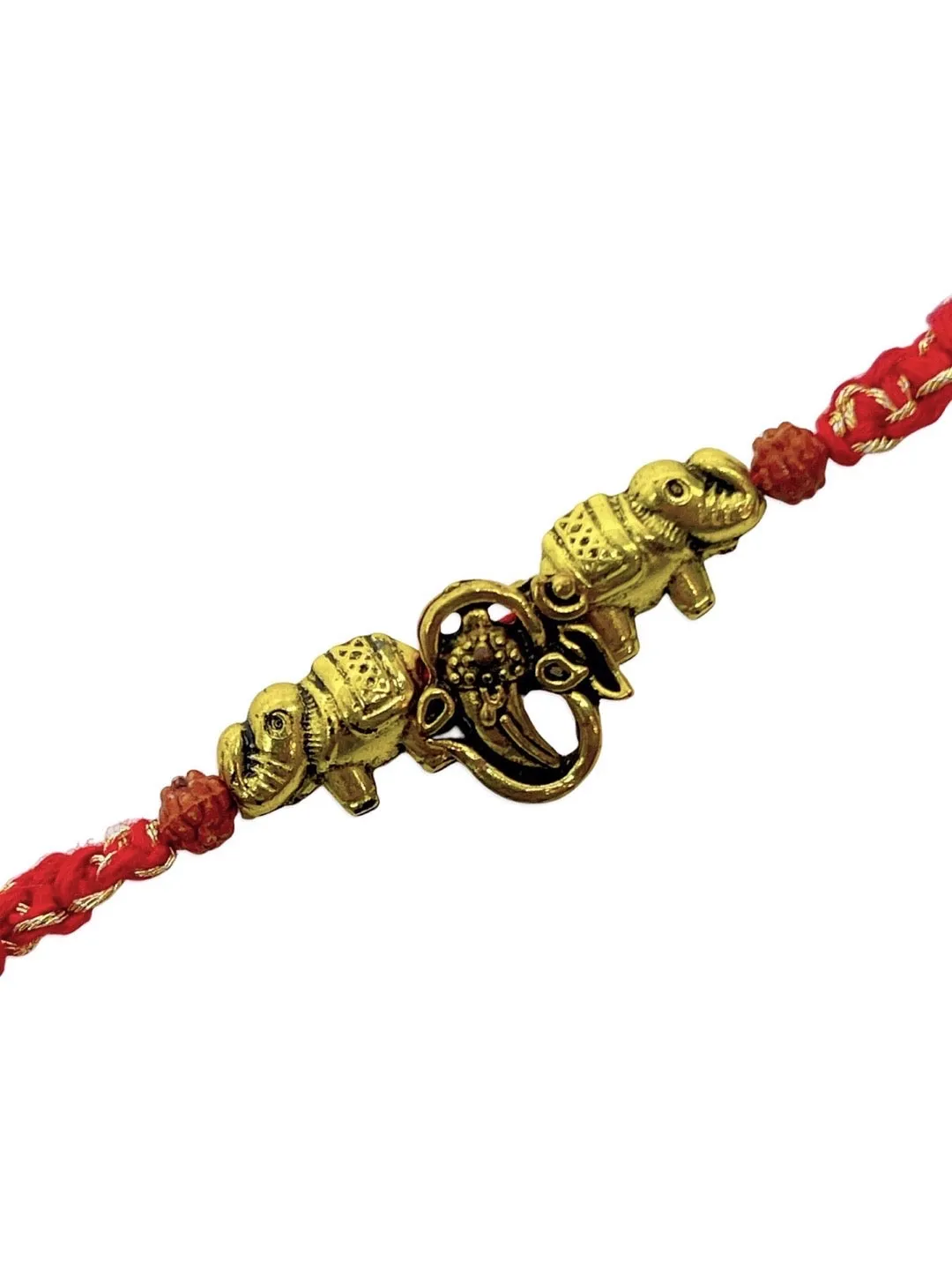 Fancy Rakhi Designs Elephant/Ganesh Ji with Rudhraksha Multicoloured Mauli Thread Raksha Bandhan