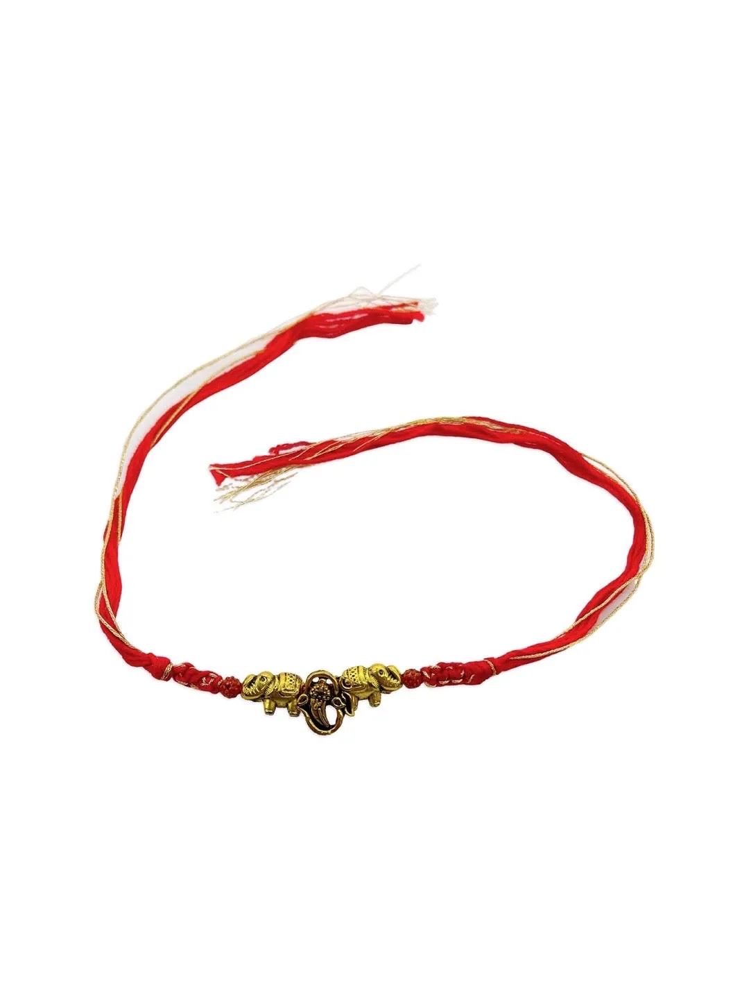 Fancy Rakhi Designs Elephant/Ganesh Ji with Rudhraksha Multicoloured Mauli Thread Raksha Bandhan