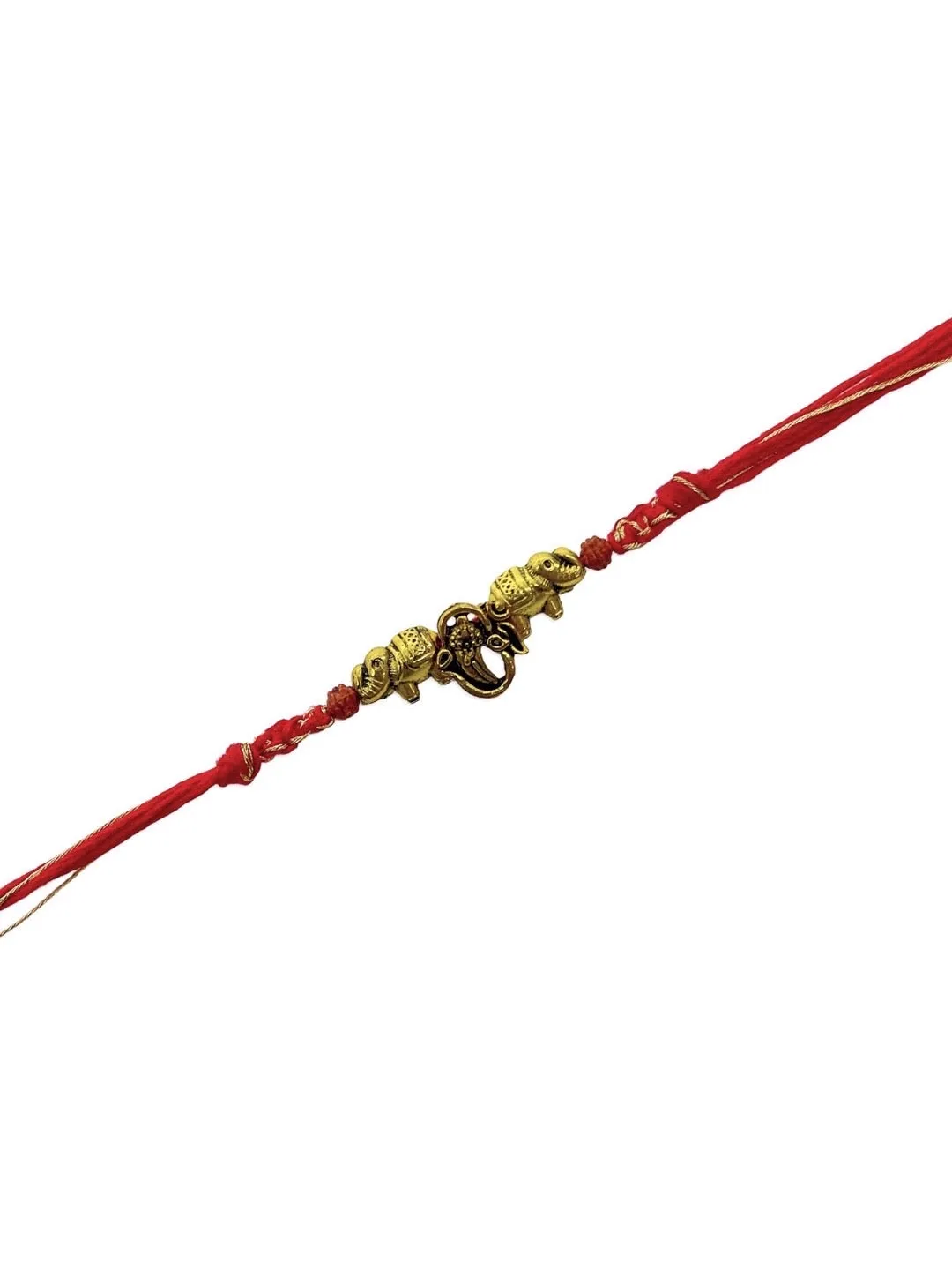 Fancy Rakhi Designs Elephant/Ganesh Ji with Rudhraksha Multicoloured Mauli Thread Raksha Bandhan