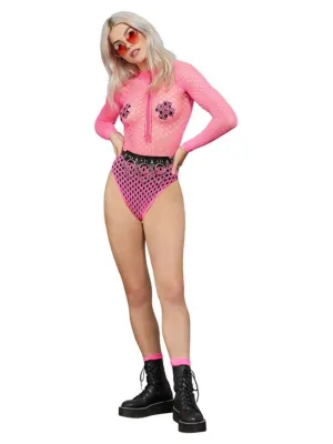 Fever Long Sleeve Zipped Bodysuit, Pink