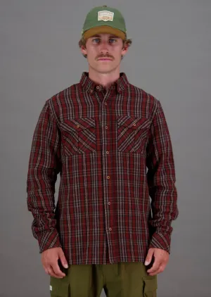 FLANAGAN FLANNEL SHIRT OX BLOOD/TAUPE