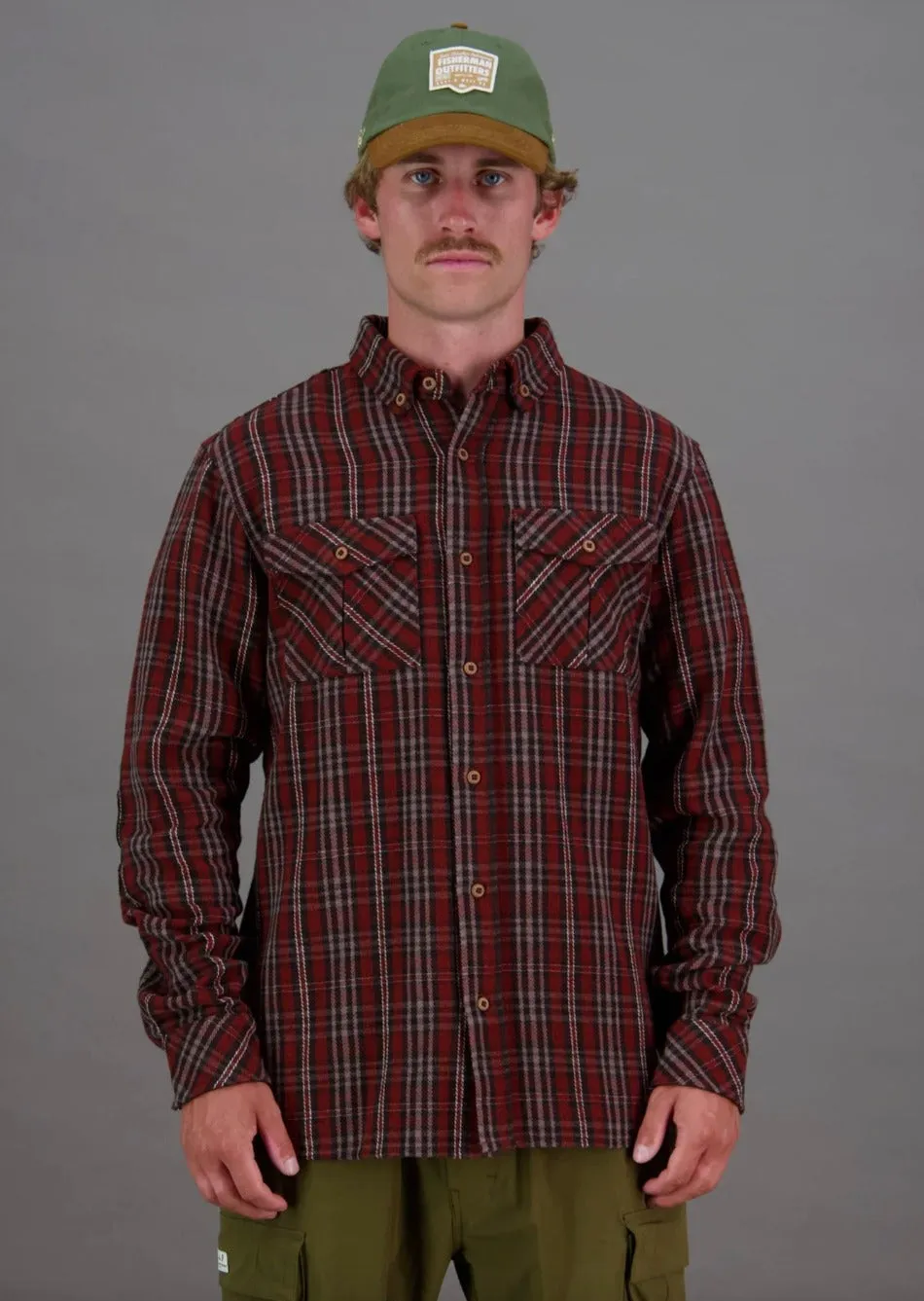 FLANAGAN FLANNEL SHIRT OX BLOOD/TAUPE