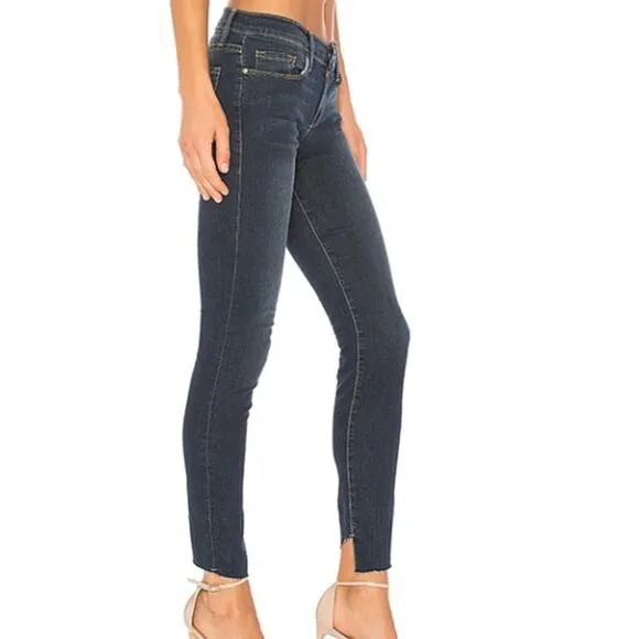 Frame Denim Le Skinny de Jeanne Farrell Raw Hem Ankle Dark Wash Skinny Jean 27
