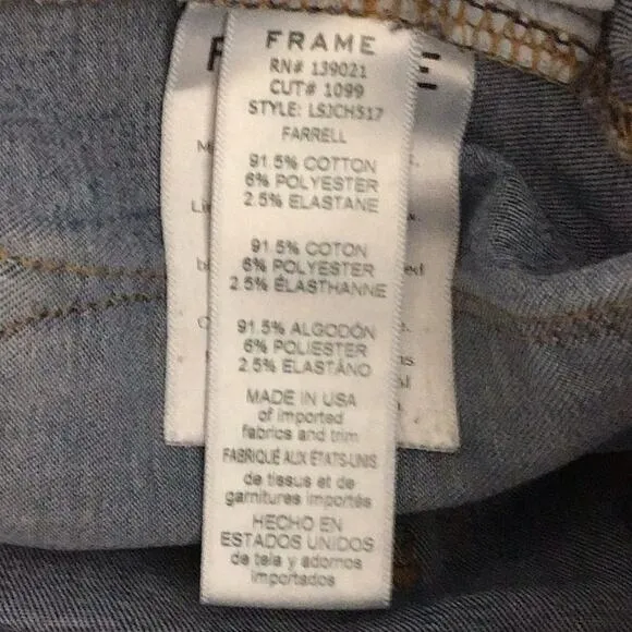Frame Denim Le Skinny de Jeanne Farrell Raw Hem Ankle Dark Wash Skinny Jean 27