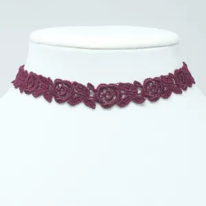 Freya Burgundy Rose Choker Necklace