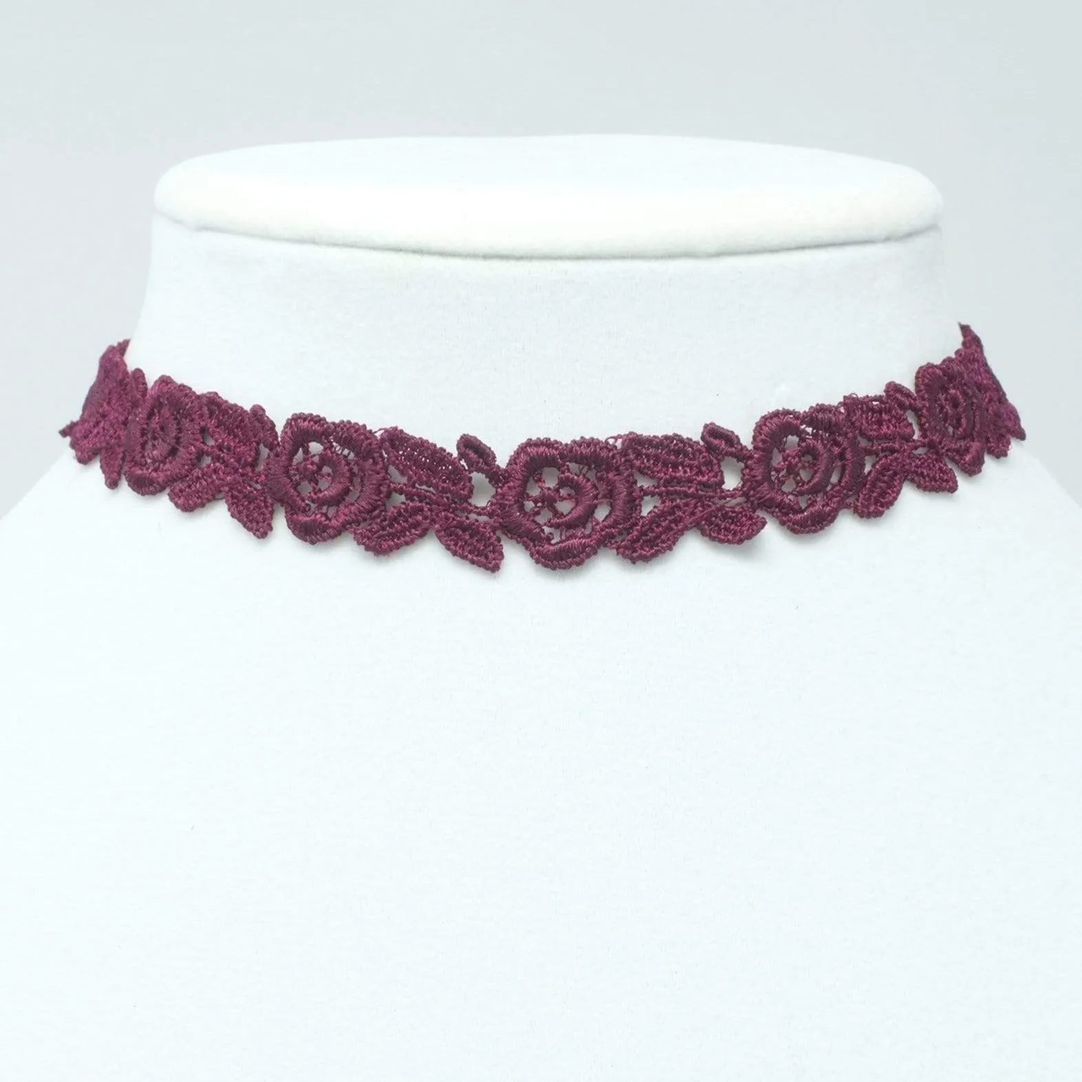 Freya Burgundy Rose Choker Necklace