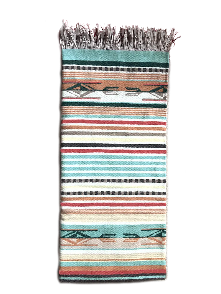 Fringed Chimayo Throw by Pendleton, Coral   Aqua