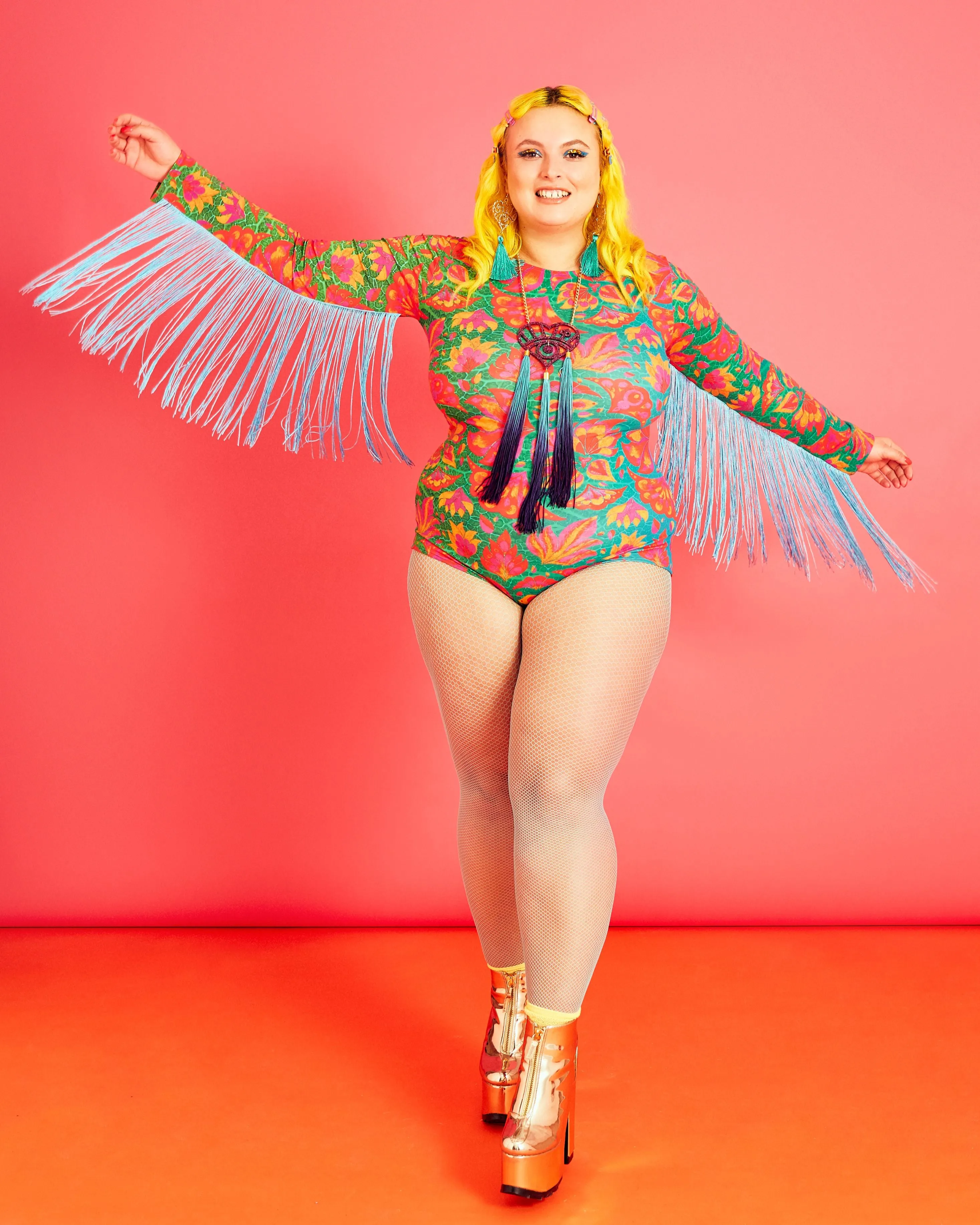 Fringed Lycra Bodysuit in Vendala