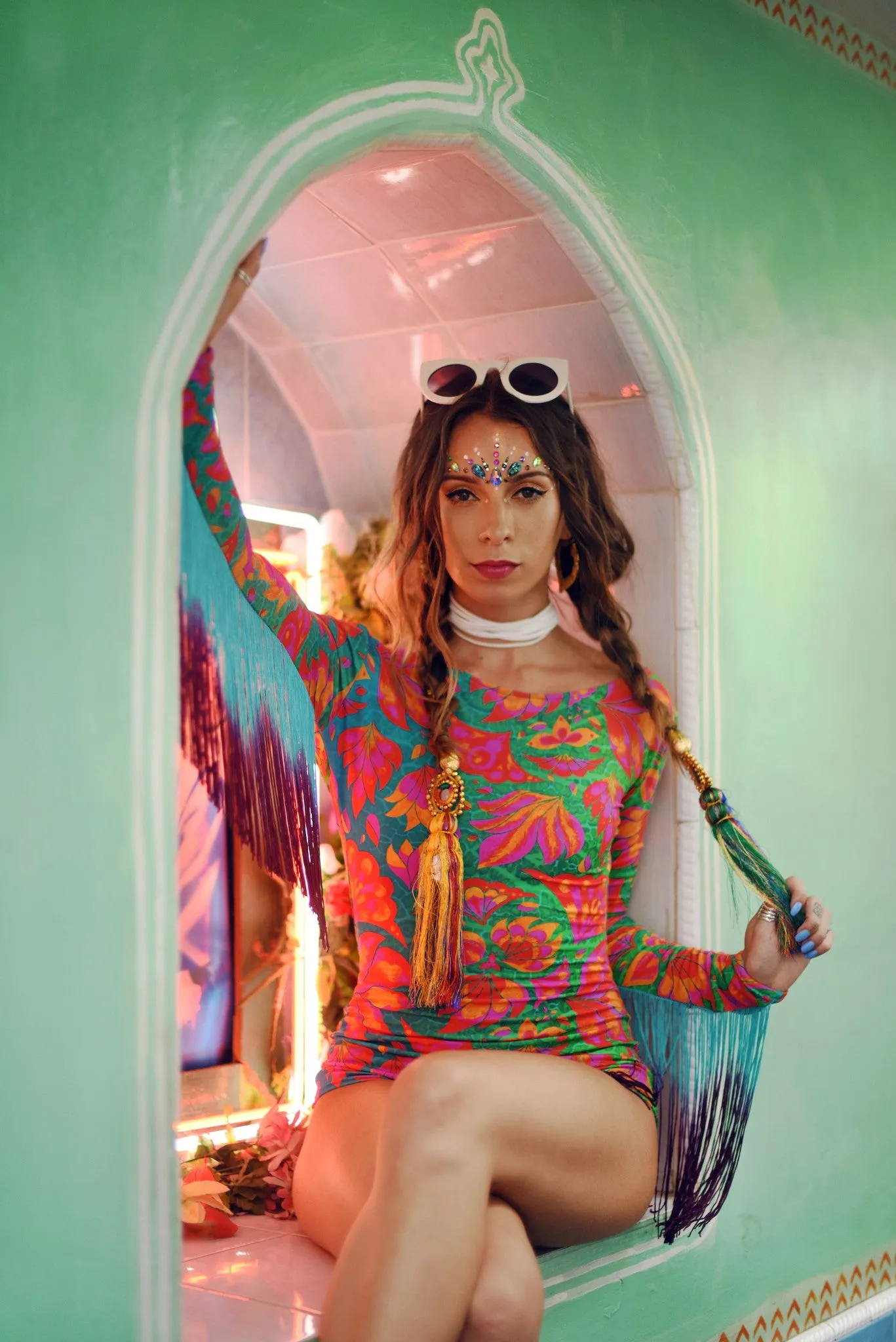 Fringed Lycra Bodysuit in Vendala