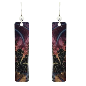 Fusia, Gold & Black Swirl Earrings, Sterling Silver earwires, #2529