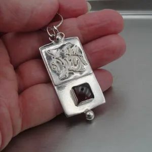 Garnet Pendant 925 Sterling Silver  Israel Handmade Artist Hadar Designers  (H)SALE
