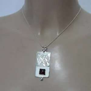 Garnet Pendant 925 Sterling Silver  Israel Handmade Artist Hadar Designers  (H)SALE