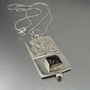 Garnet Pendant 925 Sterling Silver  Israel Handmade Artist Hadar Designers  (H)SALE