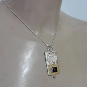 Garnet Pendant 925 Sterling Silver  Israel Handmade Artist Hadar Designers  (H)SALE