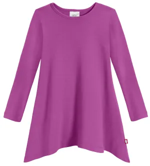 Girls Soft Cotton Jersey Long Sleeve Shark Bite Tunic | Plum