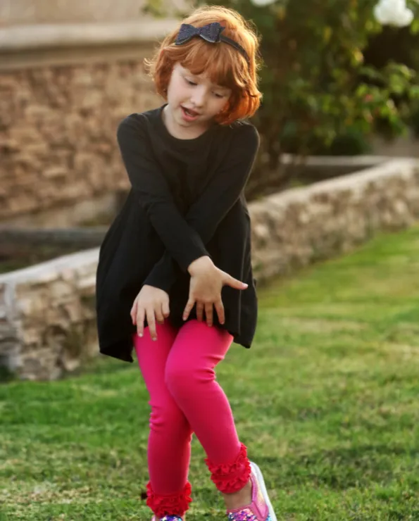 Girls Soft Cotton Jersey Long Sleeve Shark Bite Tunic | Plum