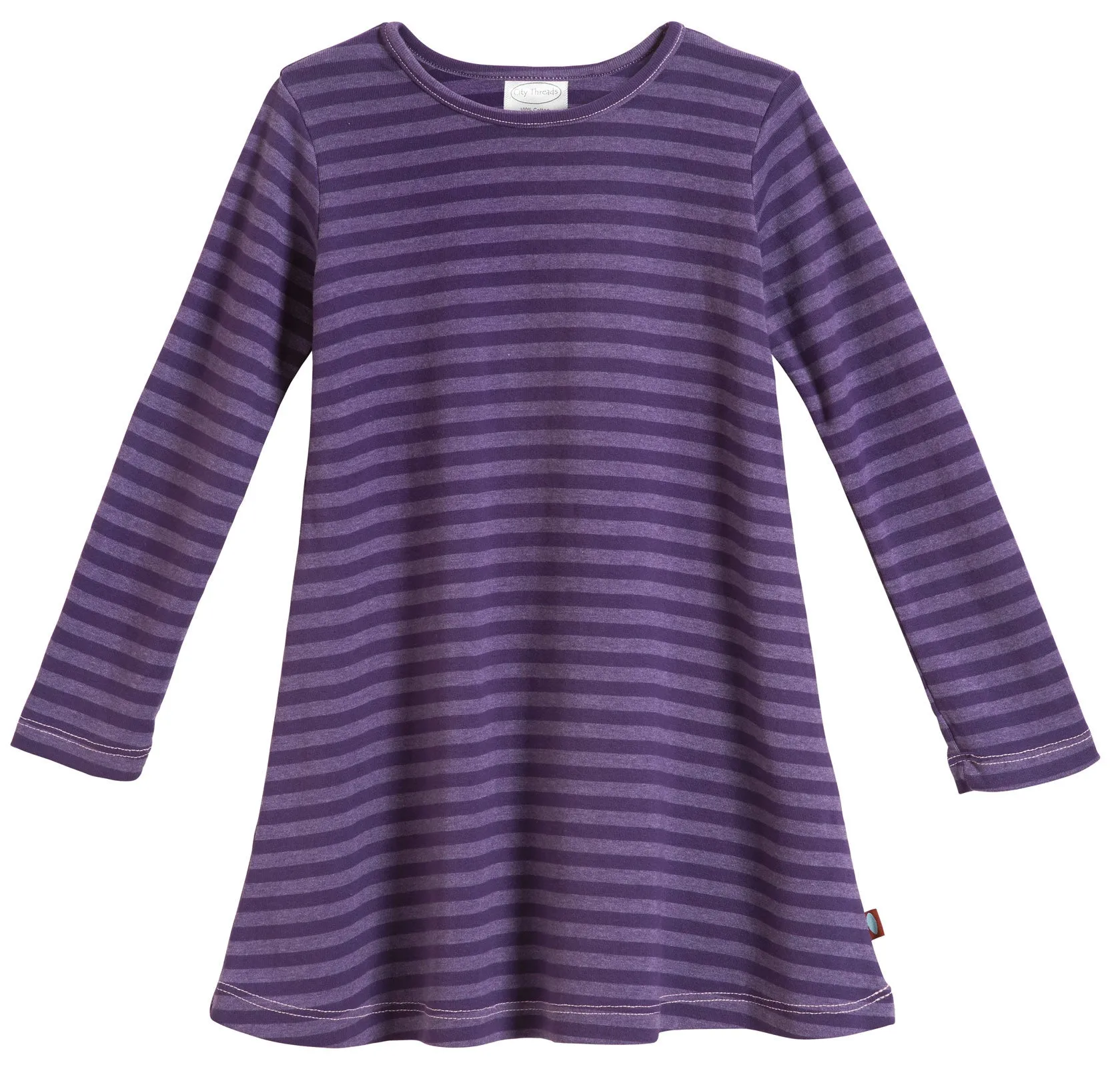 Girls Soft Stripe Long Sleeve Dress | Purple