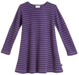Girls Soft Stripe Long Sleeve Dress | Purple