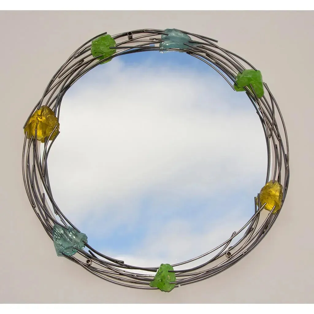 Glass Rock Round Mirror by Girardini Design