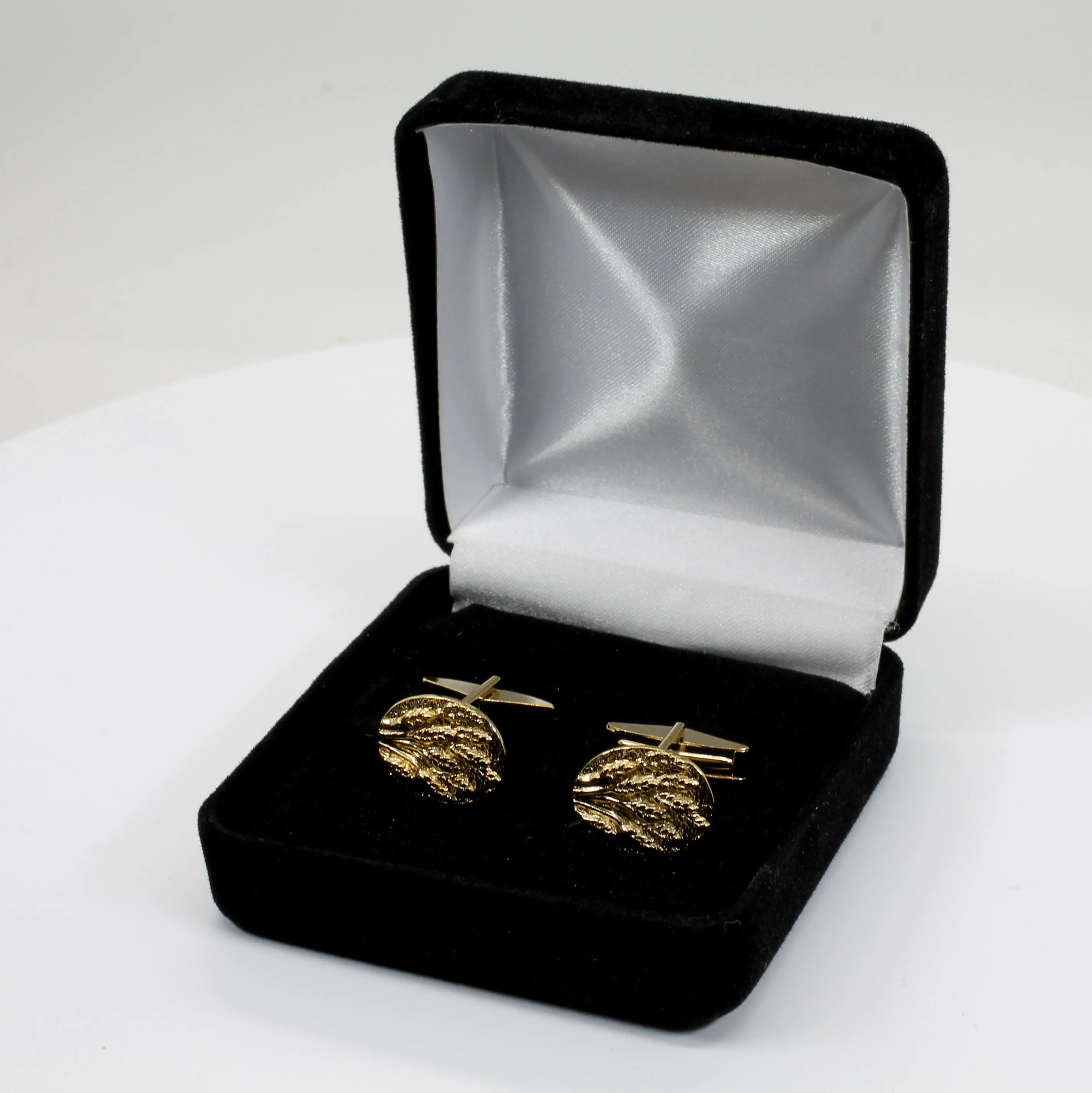 Gold Wheat Cuff Links for him with 14kt Gold Vermeil Fields of Wheat or Barley