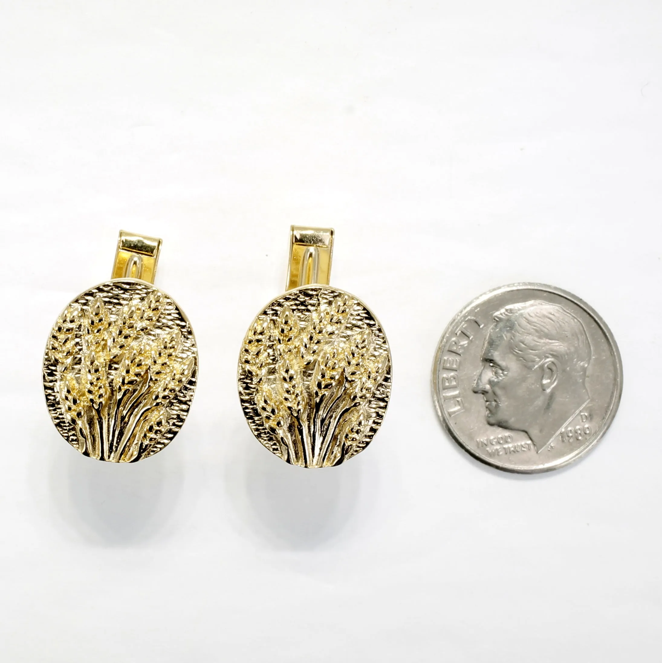 Gold Wheat Cuff Links for him with 14kt Gold Vermeil Fields of Wheat or Barley