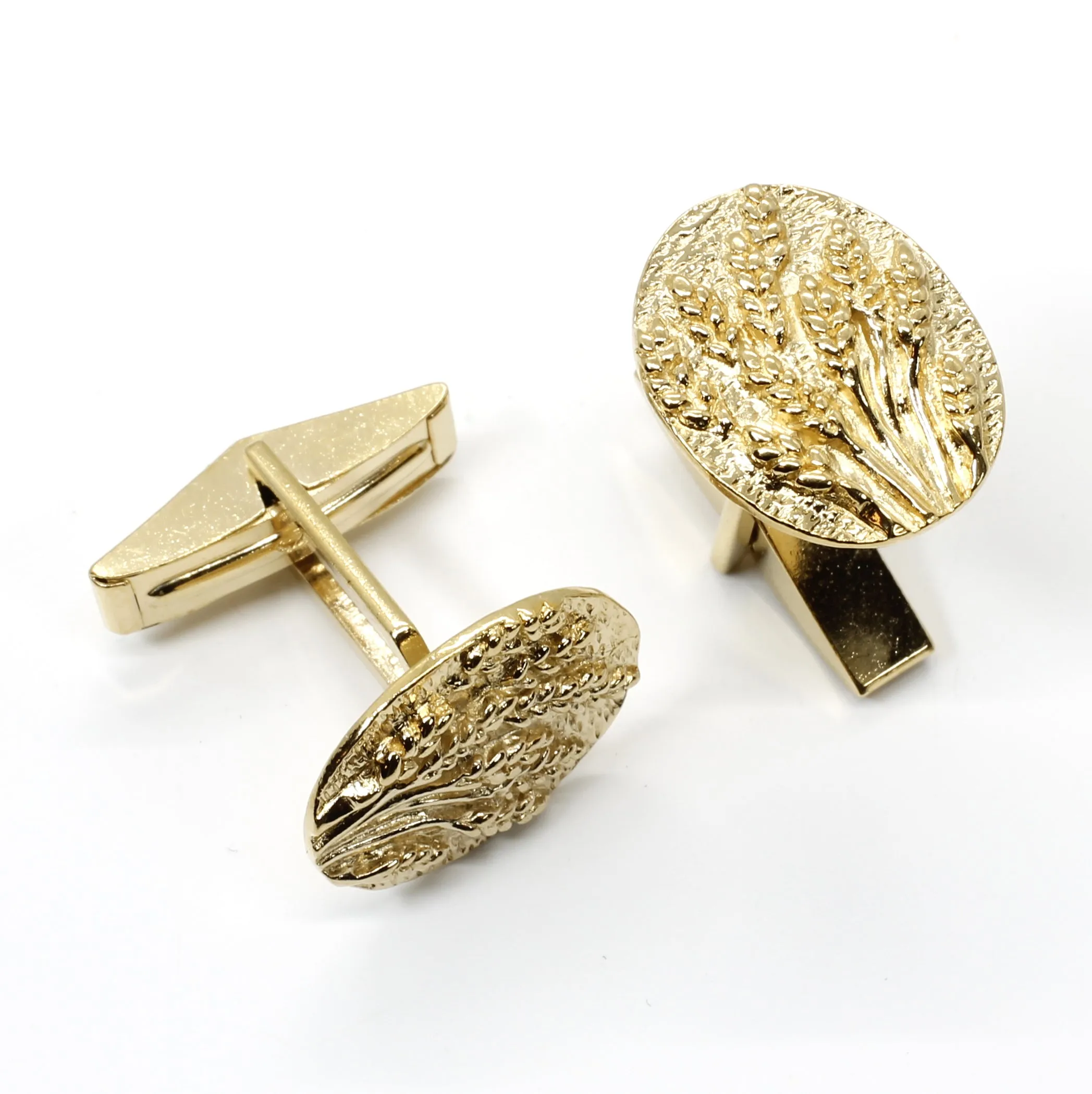 Gold Wheat Cuff Links for him with 14kt Gold Vermeil Fields of Wheat or Barley