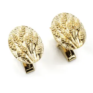 Gold Wheat Cuff Links for him with 14kt Gold Vermeil Fields of Wheat or Barley