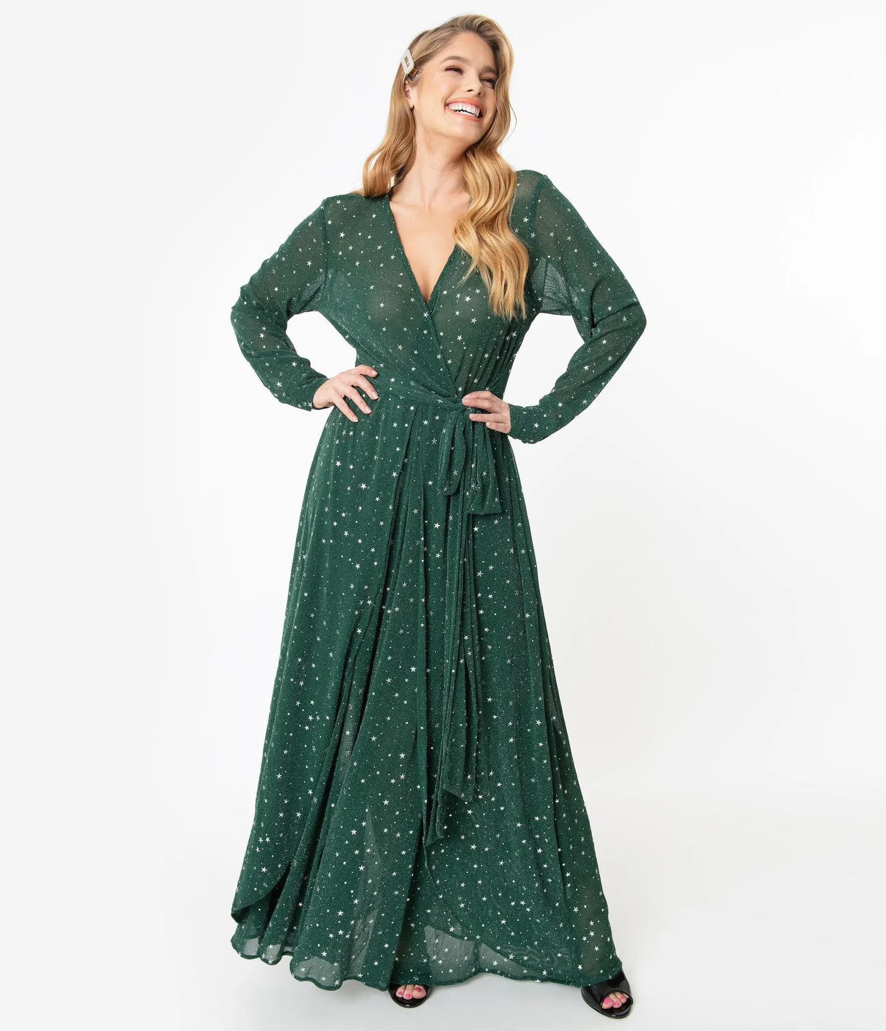 Green & Silver Stars Farrah Maxi Dress