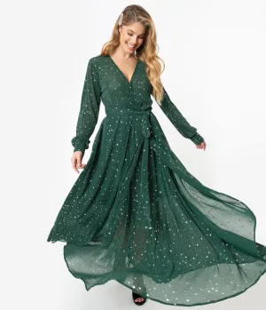 Green & Silver Stars Farrah Maxi Dress