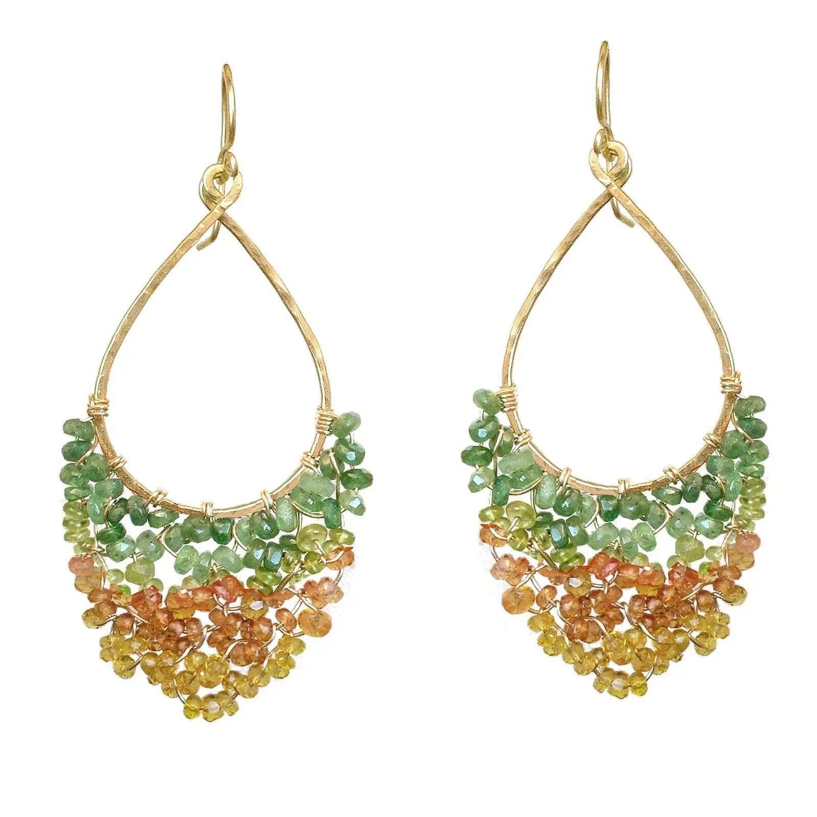Green and Orange Tourmaline Earrings LB42 by Calico Juno Designs, Bonnie Riconda