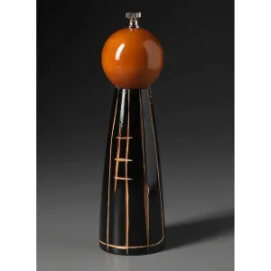 Grooved in Brown and Black Wooden Salt Saker or Pepper Mill Grinder by Robert Wilhelm of Raw Design