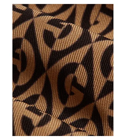 Gucci GG Rhombus Print Silk Tie In Brown