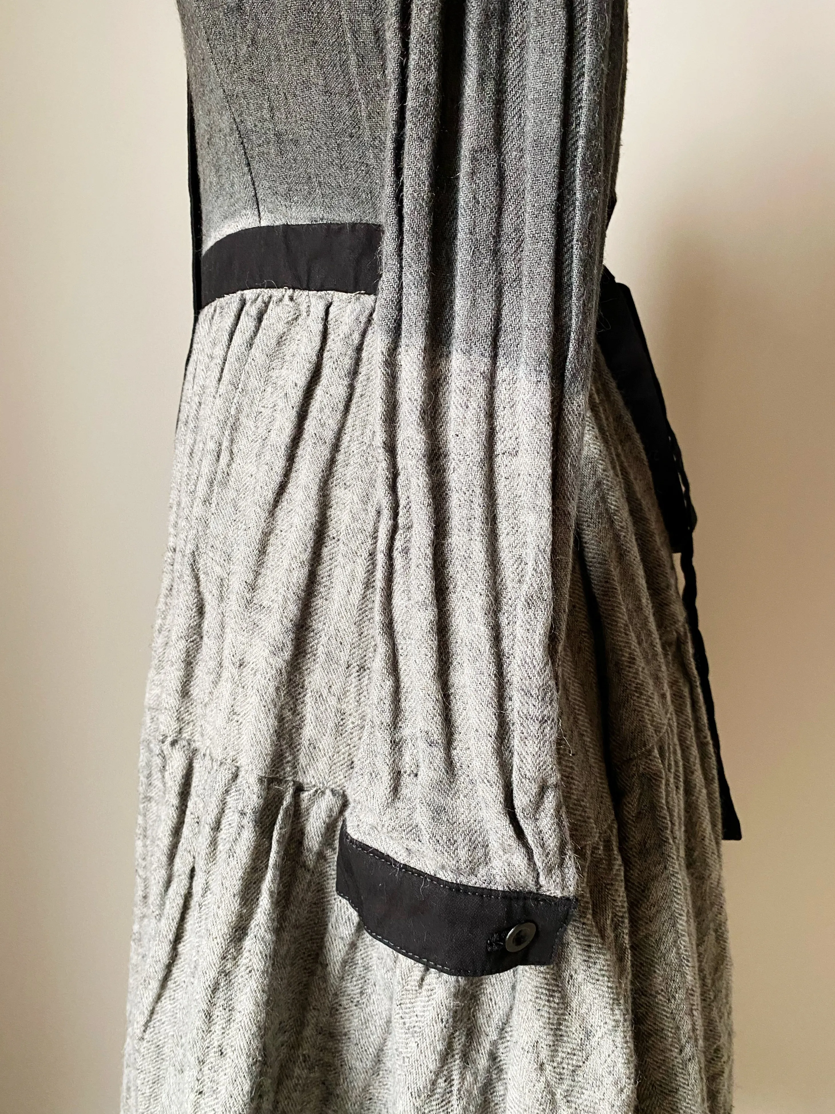 hand dyed herringbone linen tiered dress