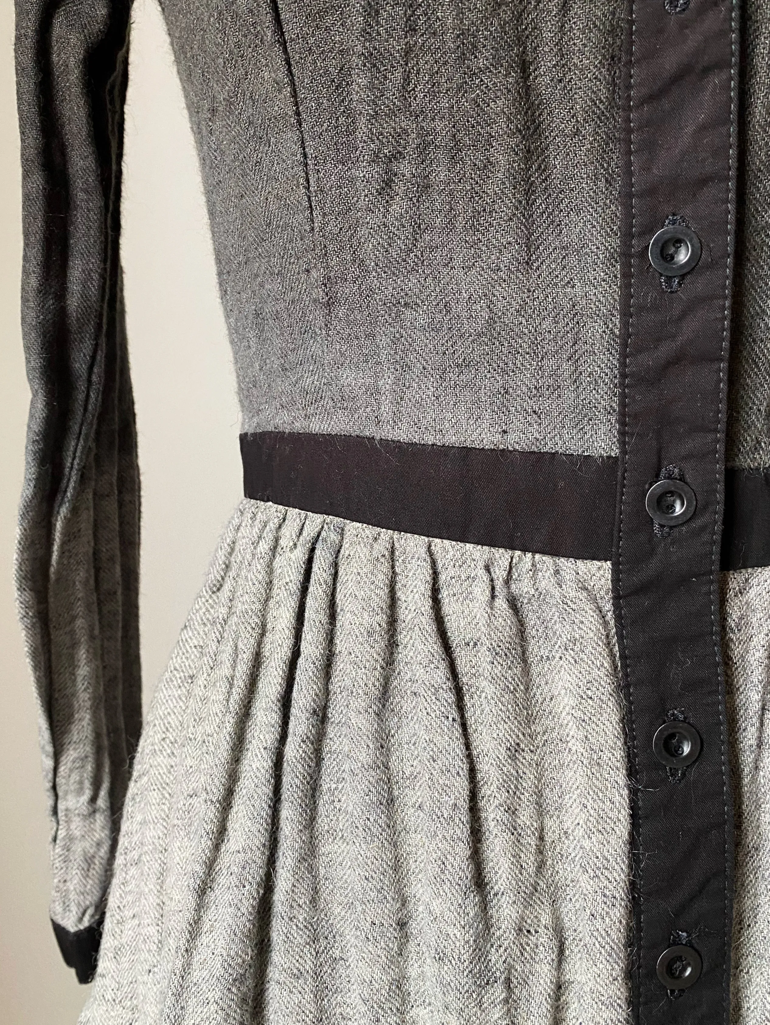 hand dyed herringbone linen tiered dress