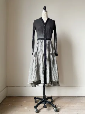 hand dyed herringbone linen tiered dress