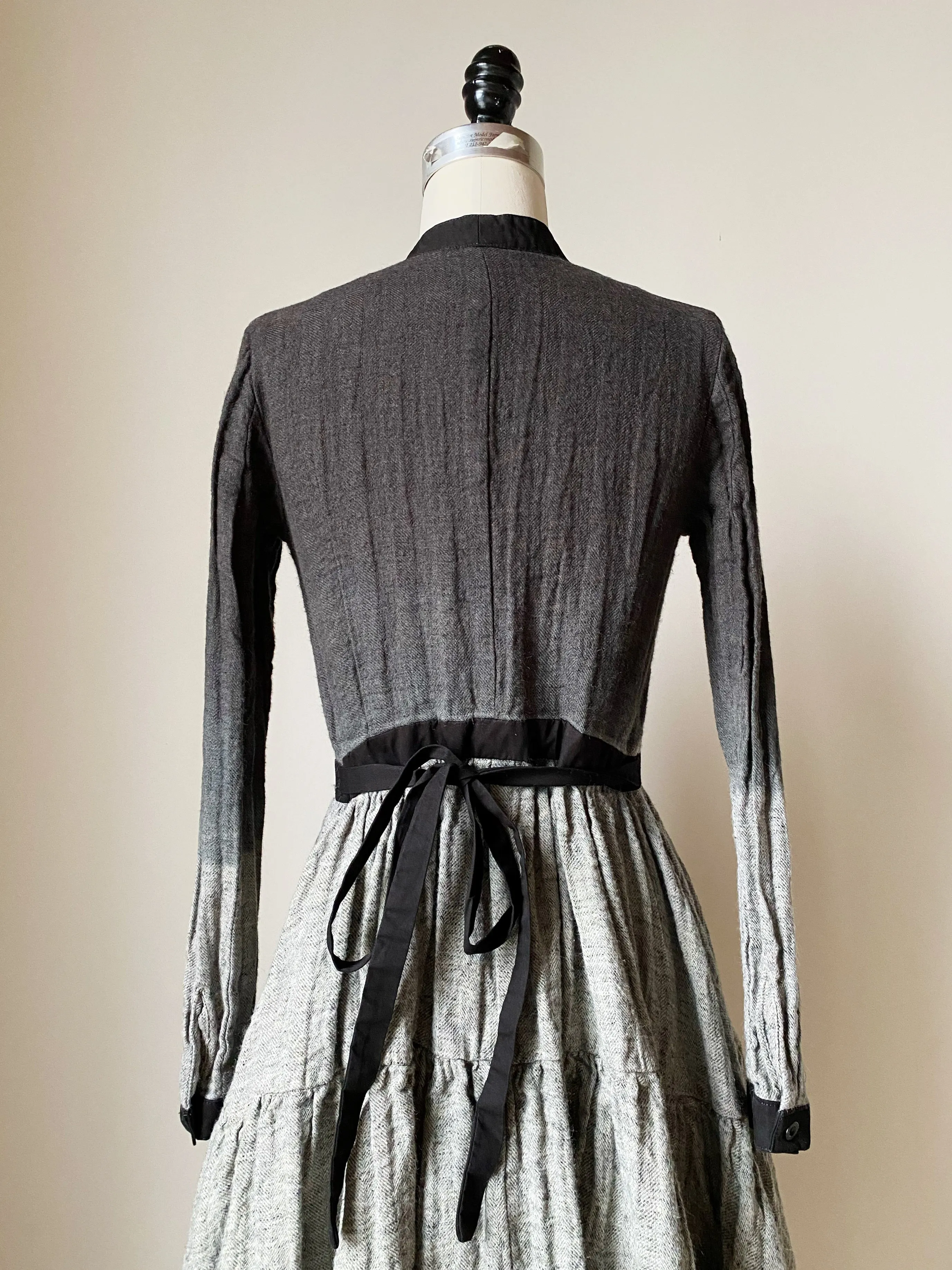 hand dyed herringbone linen tiered dress