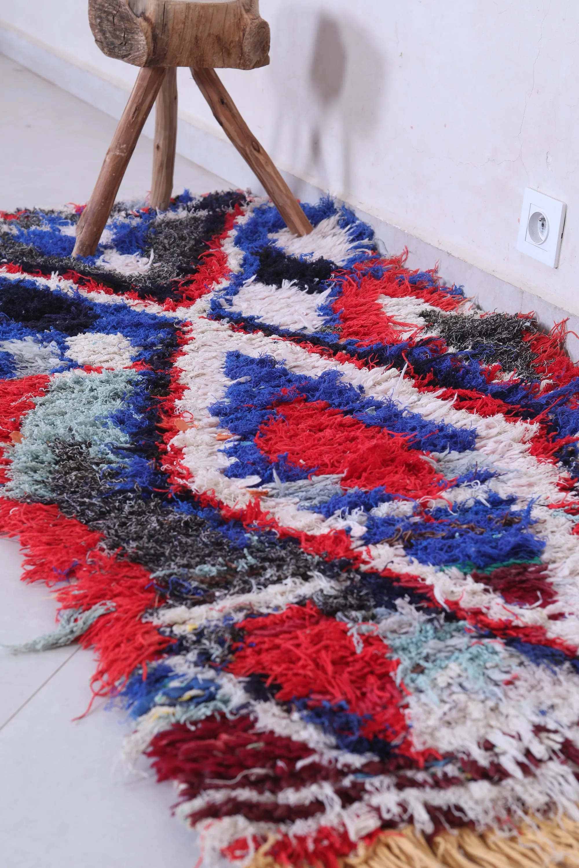 Handmade Moroccan Runner Rug – Bold Abstract Pattern 2.4 x 5.7 FT