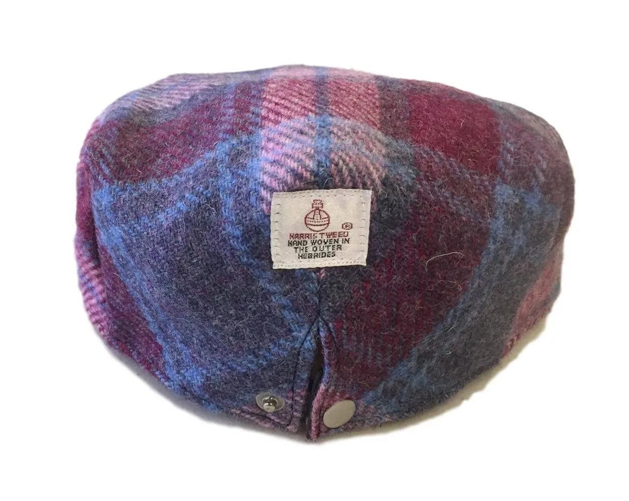 Harris Tweed Flat Cap Hat - Pink Pastel Herringbone