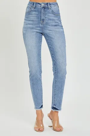 Hazel Blues® |  RISEN High Rise Frayed Hem Skinny Jeans