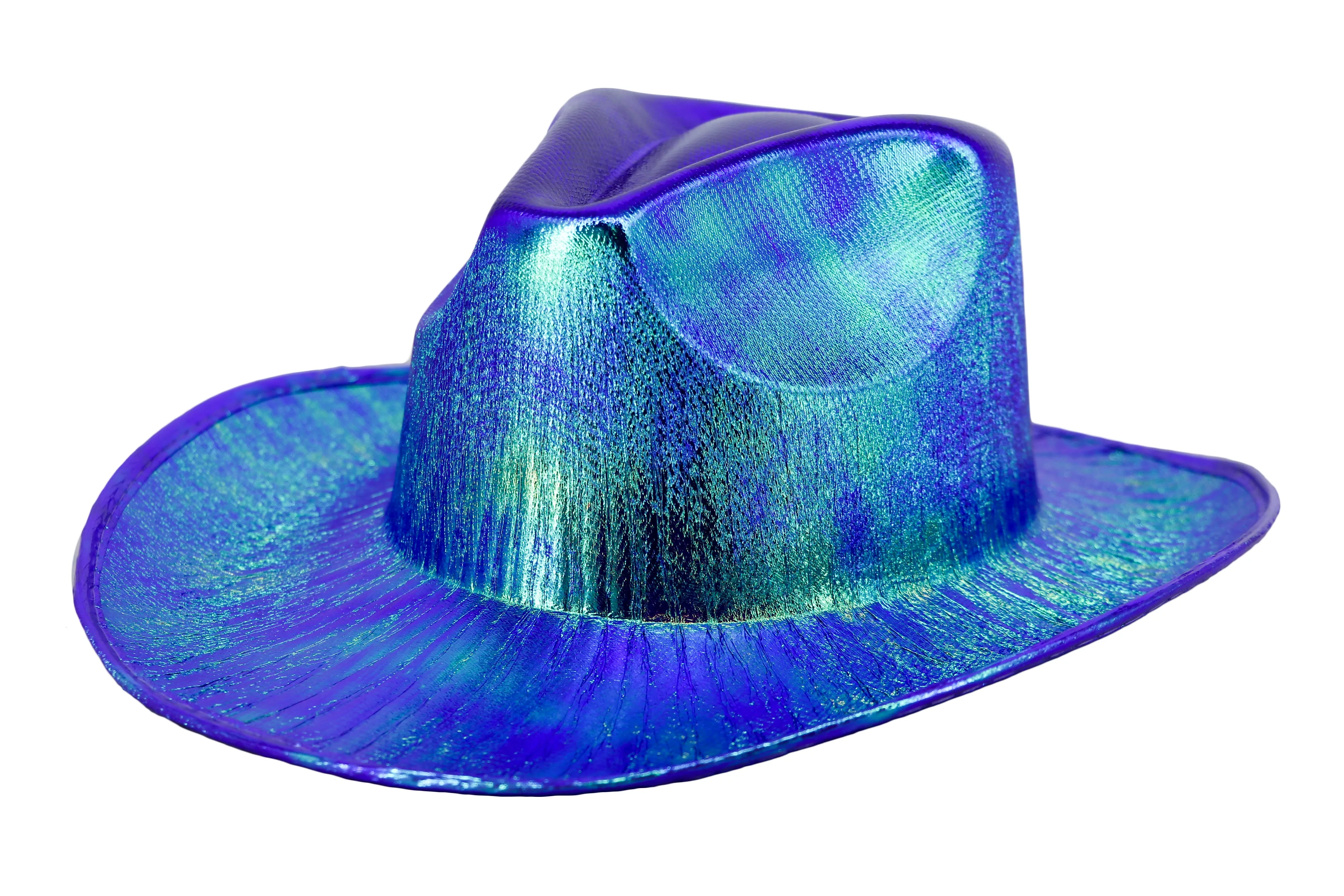 Holographic Space Cowboy Hat (Aqua Green)