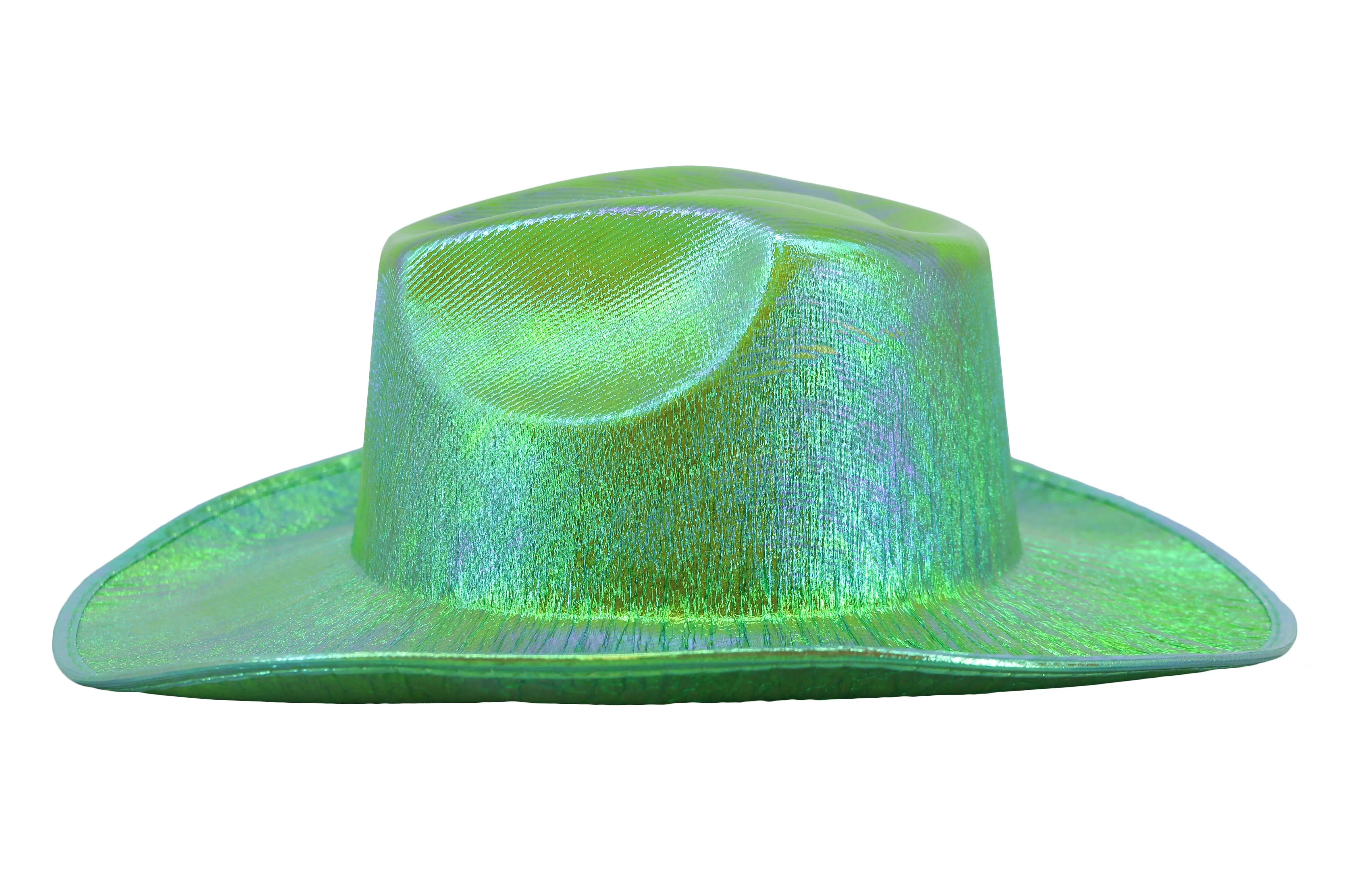 Holographic Space Cowboy Hat (Aqua Green)